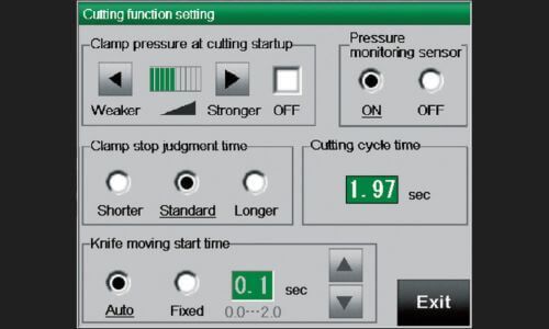 automatic knife timing variation function on touchscreen panel of sc series
