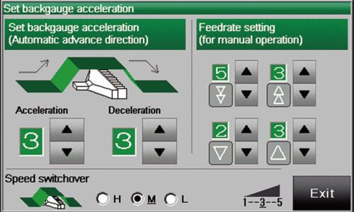 backguage acceleration control on touchscreen panel of sc series